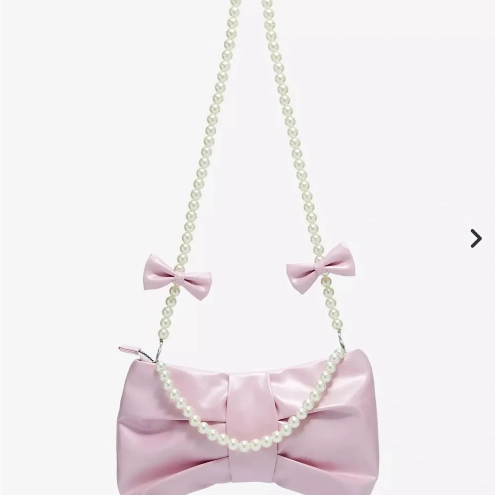 Elegant Pink Bow Clutch with Pearl Handle or add Pearl Shoulder Straps
